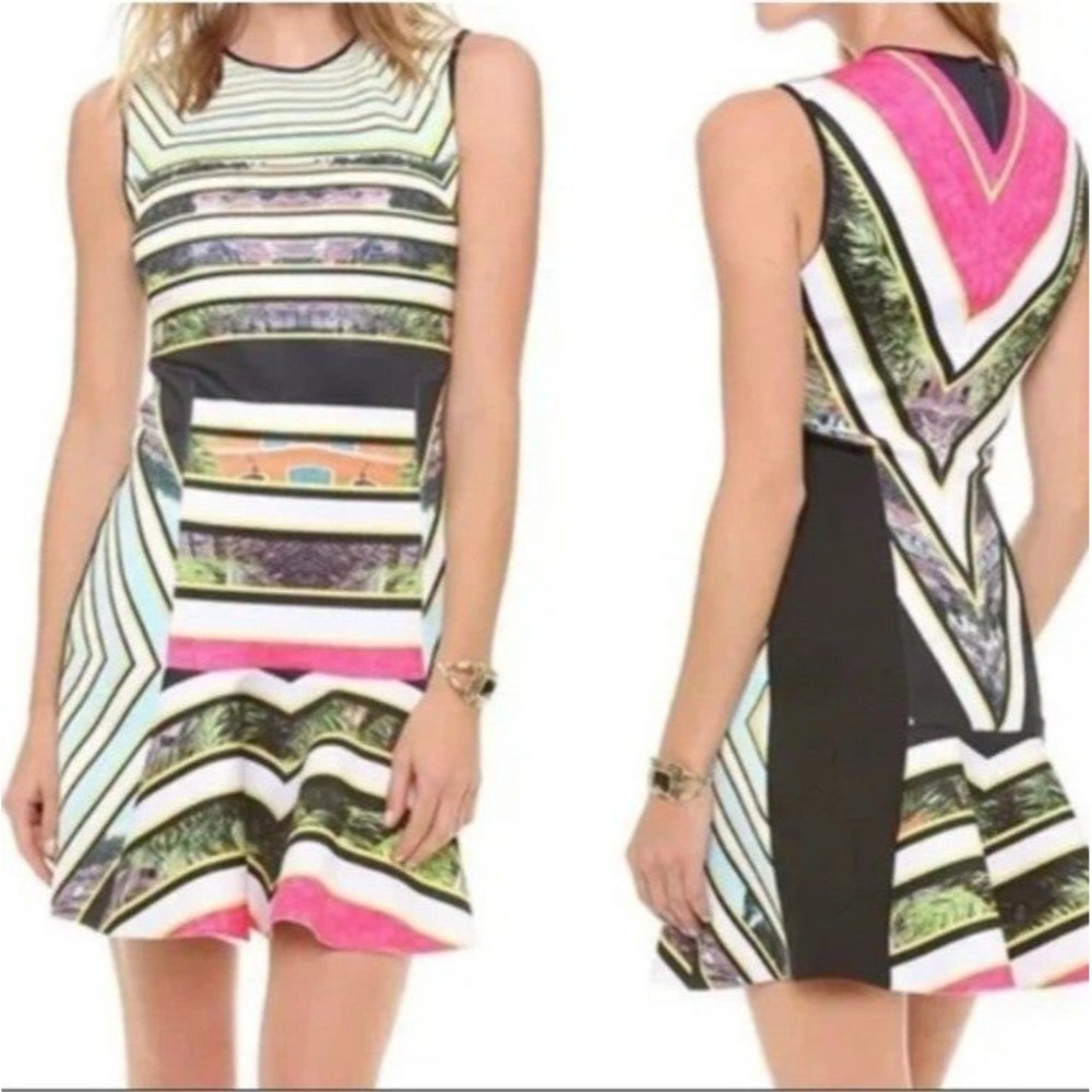 Clover Canyon Cuban Step Flounce Graphic Fit and Flare Mini Dress Sz S